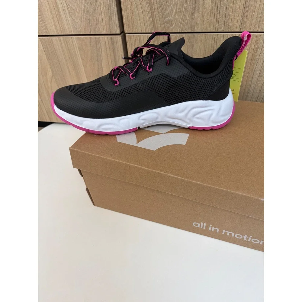 All in Motion Womens Camden Sneakers Black Pink Cushion IQ Tech Size 6 NEW